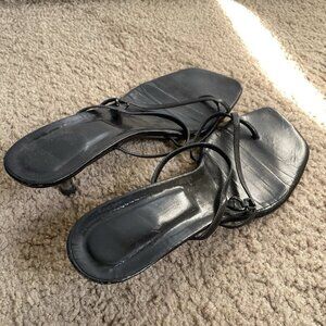 Vintage Women’s Stuart Weitzman Black Leather Pointed Heel Pump Sandals sz 12 M